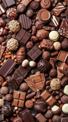 Background full of chocolate. Product photography. Chocolate background.