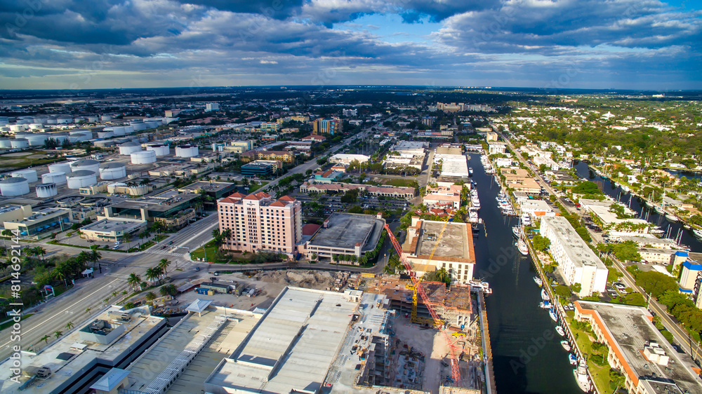 Panoramic aerial view of Fort Lauderdale skyline, Florida