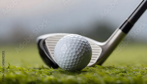 Close-up of Golf Ball and Golf Club. Generative AI (ID: 814692383)