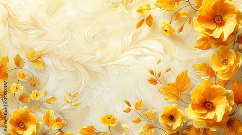 Elegant Floral Relief on Yellow Background