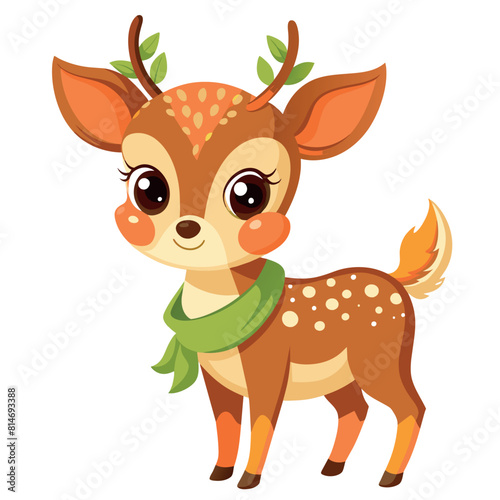 Cute Baby Moose Deer Cartoon Vector Icon Illustration. Animal Nature Icon Concept Isolated Premium Vector. Flat Cartoon Style
