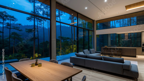 Luxury villa with forest view  night view