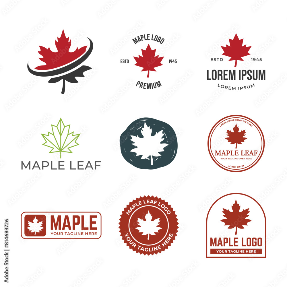 Set of Maple leaf logo template vector icon illustration, Maple leaf vector illustration. Set of Maple leaf logo template vector icon illustration, Maple leaf vector illustration.