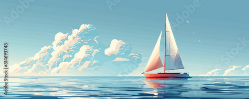 Sailing boat. vector simple illustration