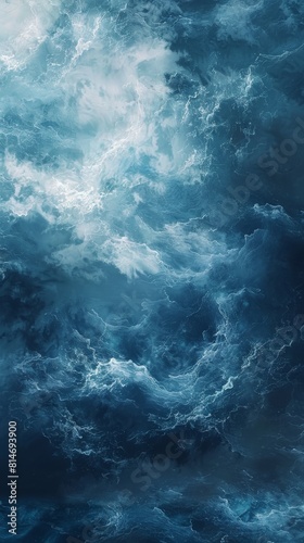 Abstract Blue and White Ocean Waves