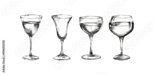 Glass crystal goblet hand drawn sketch. vector simple