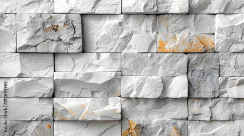Textured white brick wall with peeling paint, grunge background