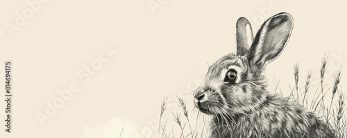 hare Engraving style. Simple pencil drawing vector