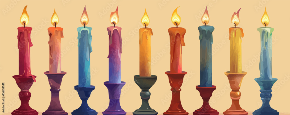 Candlestick with candles menorah candlestick. vector simple illustration Candlestick with candles menorah candlestick. vector simple illustration