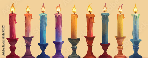 Candlestick with candles menorah candlestick. vector simple illustration