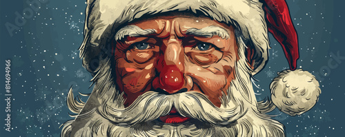 Santa Claus in hat portrait hand drawn illustration vector