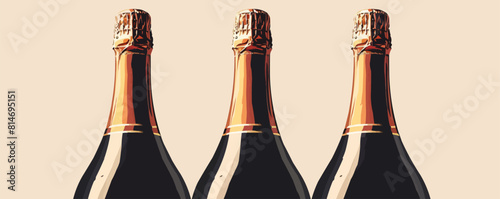 Champagne bottle vintage. vector simple illustration photo