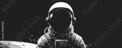 Astronaut | Minimalist and Simple Line White background - Vector illustration