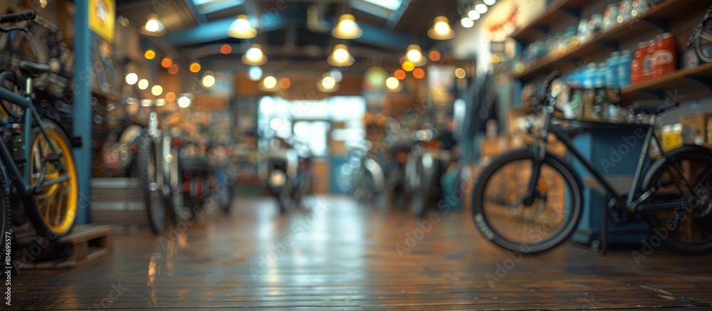 Obraz premium Bicycle Shop Interior with Defocused Blurred Background