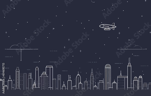 an airplane flying over a city at night