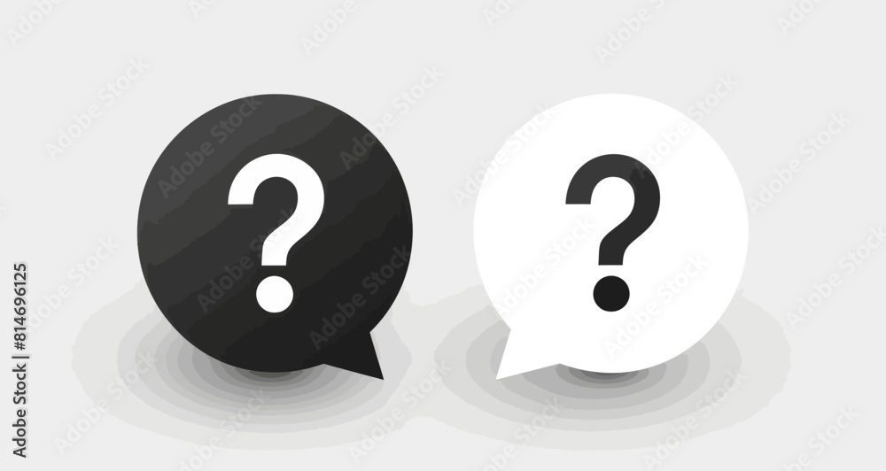 two black and white speech bubbles with a question mark two black and white speech bubbles with a question mark