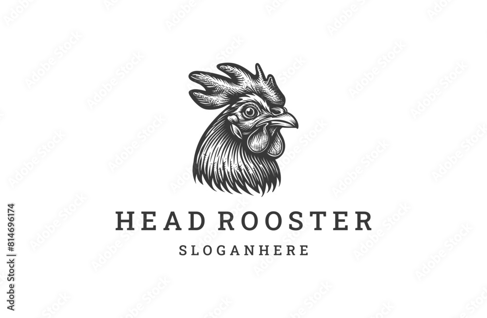 Fototapeta premium Head rooster logo icon design template vector illustration