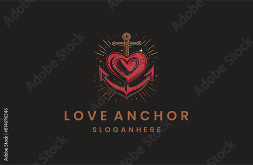 Love anchor logo icon design template vector illustration