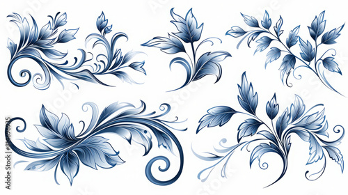 Seamless pattern of monochrome floral designs on a tile background