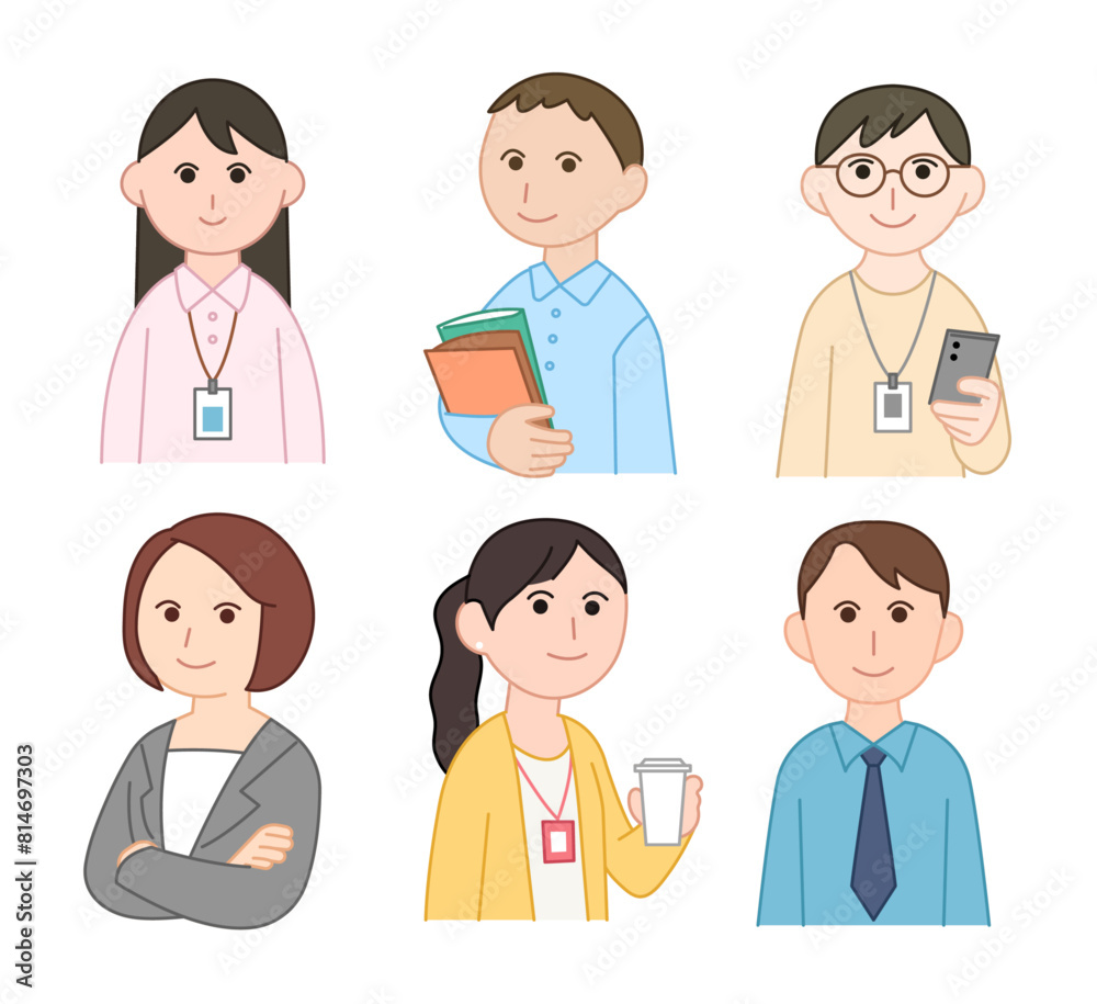 Set of business people characters. employees and CEO character drawings. cartoon style line drawing illustration. Set of business people characters. employees and CEO character drawings. cartoon style line drawing illustration.