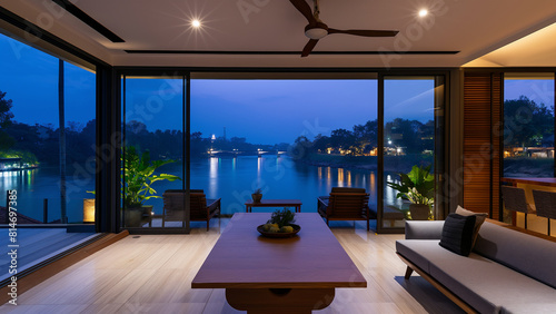 Luxury villa with lake view, night view © Villas