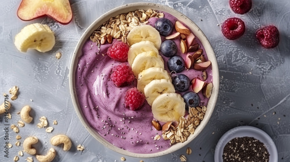 Start your day with delicious and nutritious breakfast smoothie bowl. Start your day with delicious and nutritious breakfast smoothie bowl.