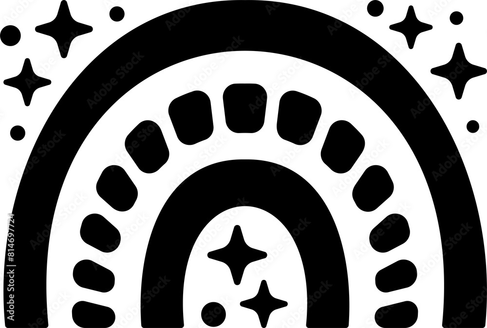 stylized Bohemian monochrome rainbow design element. stylized Bohemian monochrome rainbow design element.