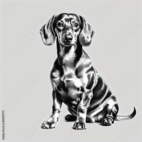 black and white dog. Dog sketch, Dog Illustration