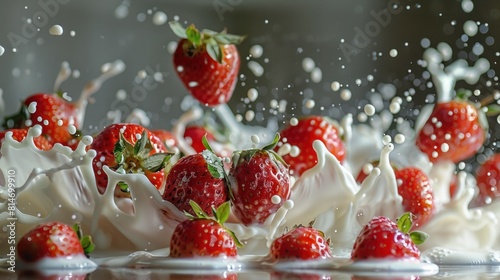 strawberries and milk splash