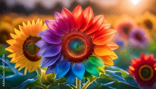 bright and cheerful rainbow sunflower wallpaper sun shiny day floral background