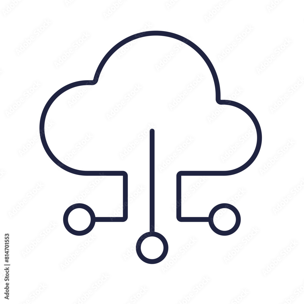 Cloud computing thin line icon. Data cloud tech circuit logo. Database, big data. Technology linear symbol isolated on white background. Editable vector stroke. Pixel perfect. Cloud computing thin line icon. Data cloud tech circuit logo. Database, big data. Technology linear symbol isolated on white background. Editable vector stroke. Pixel perfect.
