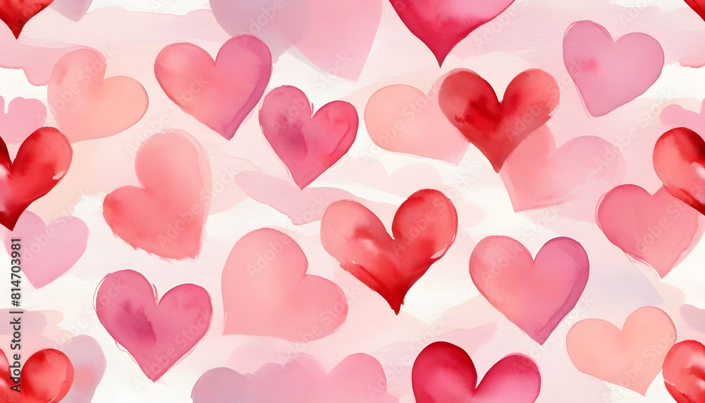 Watercolor hearts lovely seamless background