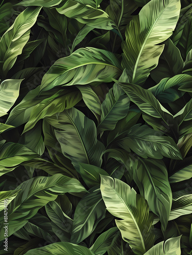Wallpaper Mural Lush Green Foliage Background with Tropical Leaves Torontodigital.ca
