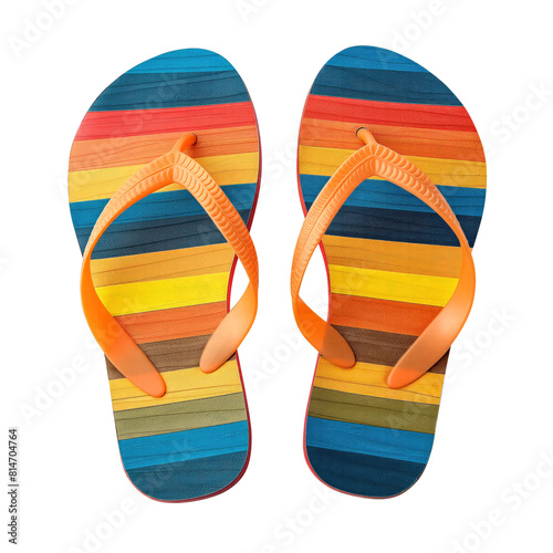 colorful flip flops isolated on transparent white background, clipping path