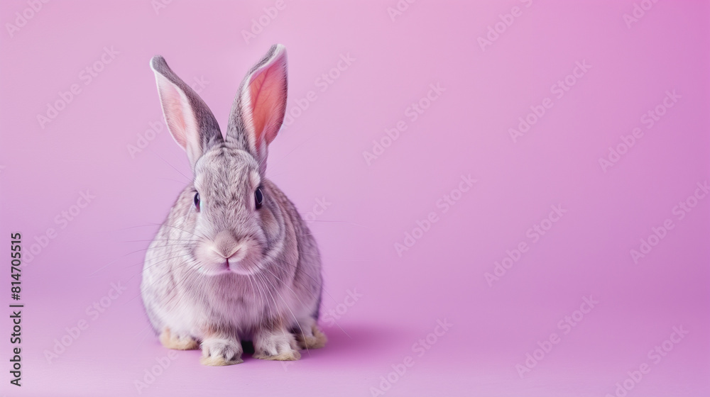 Minimal portrait easter bunny with pink ribbon Minimal portrait easter bunny with pink ribbon