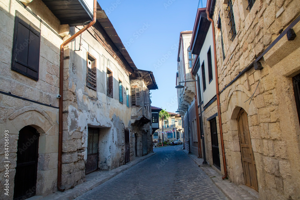 Tarsus - Turkey, April 21, 2024, The scenic view of old houses and streets of old city from Tarsus, Mersin Tarsus - Turkey, April 21, 2024, The scenic view of old houses and streets of old city from Tarsus, Mersin