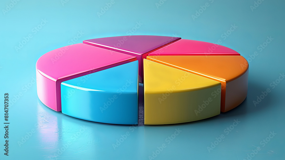 Colorful Pie Chart in 3D Rendering