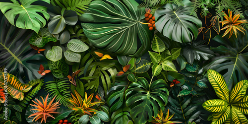 Tropical Leaves Background Exotic Leaves