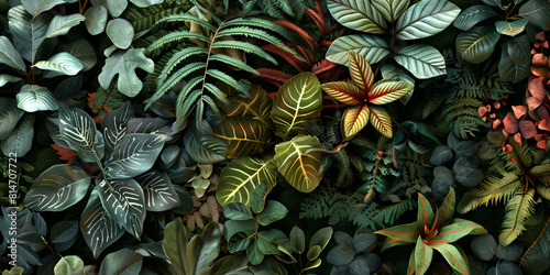 The carefully curated selection of plants in the living wall photo
