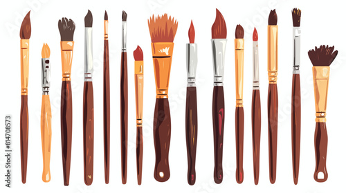 Paintbrushes for painting. Paint brushes with angular