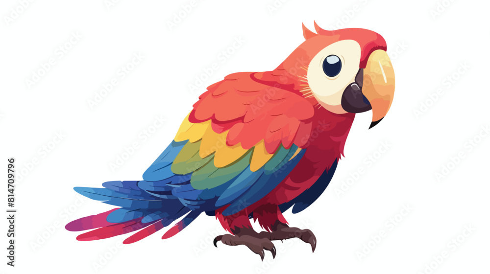 Parrot bird character. Cute parrot flat vector isolat