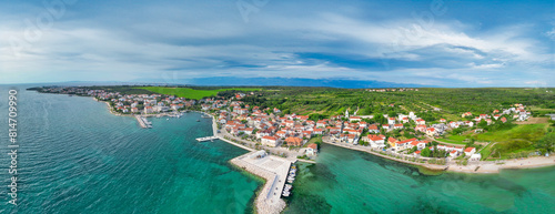 Aerial panoramic view of Petrcane Village near Zadar  Croatia