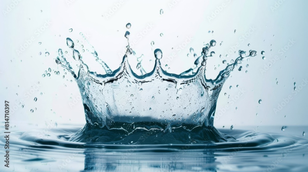 Abstract water background - Crown splash of water with splashes and droplets Abstract water background - Crown splash of water with splashes and droplets