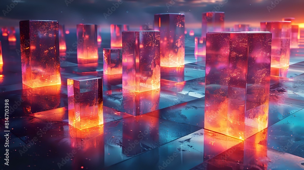 Obraz premium Digital Sophistication: Light Play on Geometric Forms