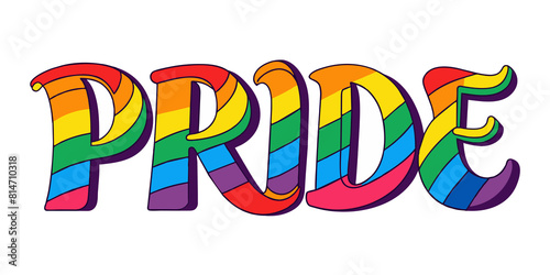 Rainbow colors phrase  PRIDE  . Isolated png image with no background. Lgtb pride.