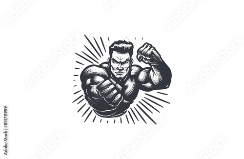 Man boxing logo icon design template vector illustration