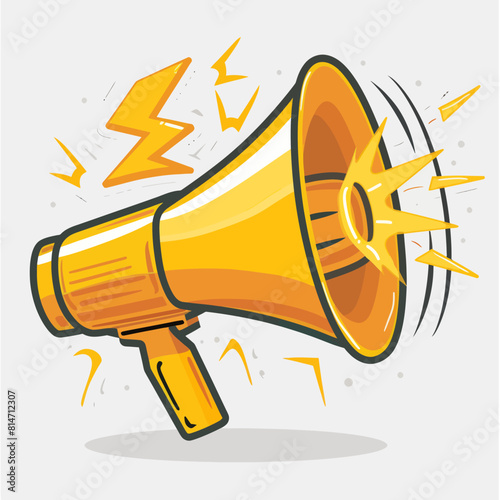 a yellow megaphone with a lightning bolt coming out of it