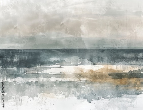 Winter Beach Scene in Watercolor Style Generative AI © Stefan