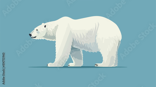 Polar bear flat vector illustration. Huge Arctic animal