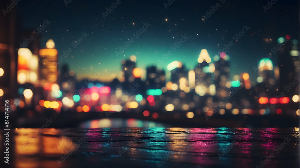 Rainy night city street with vibrant reflections Rainy night city street with vibrant reflections
